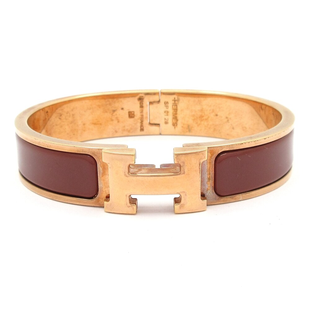 Hermès Clic H Bangle Rose Gold Brown Hardware Ceramic